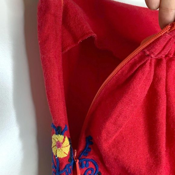 BP. Embroidered Festival Boho Red Linen Blend Shorts Sz S - Picture 5 of 10
